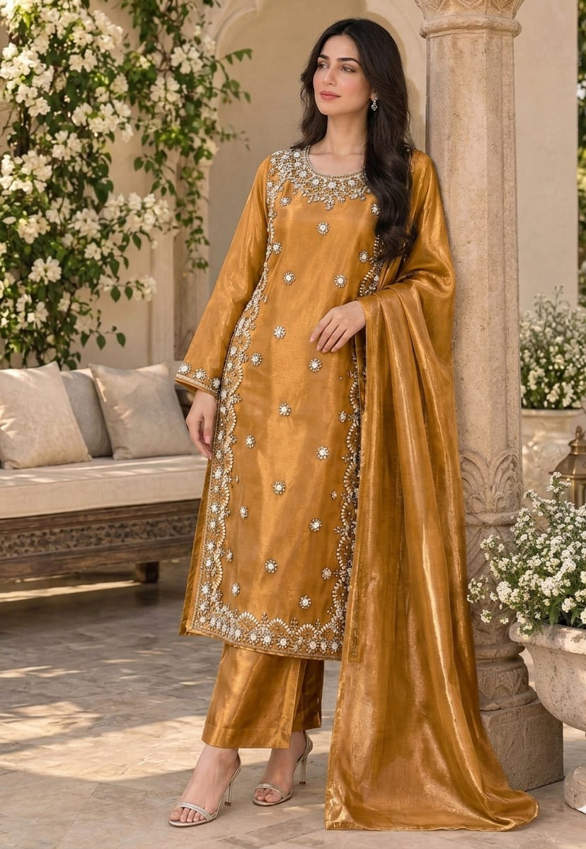 U&I Glamour – Zar-e-Gul Premium Tissue Stitched Suit